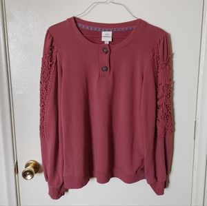 Knox Rose Brand Crew Neck Sweater with intricate details on sleeves